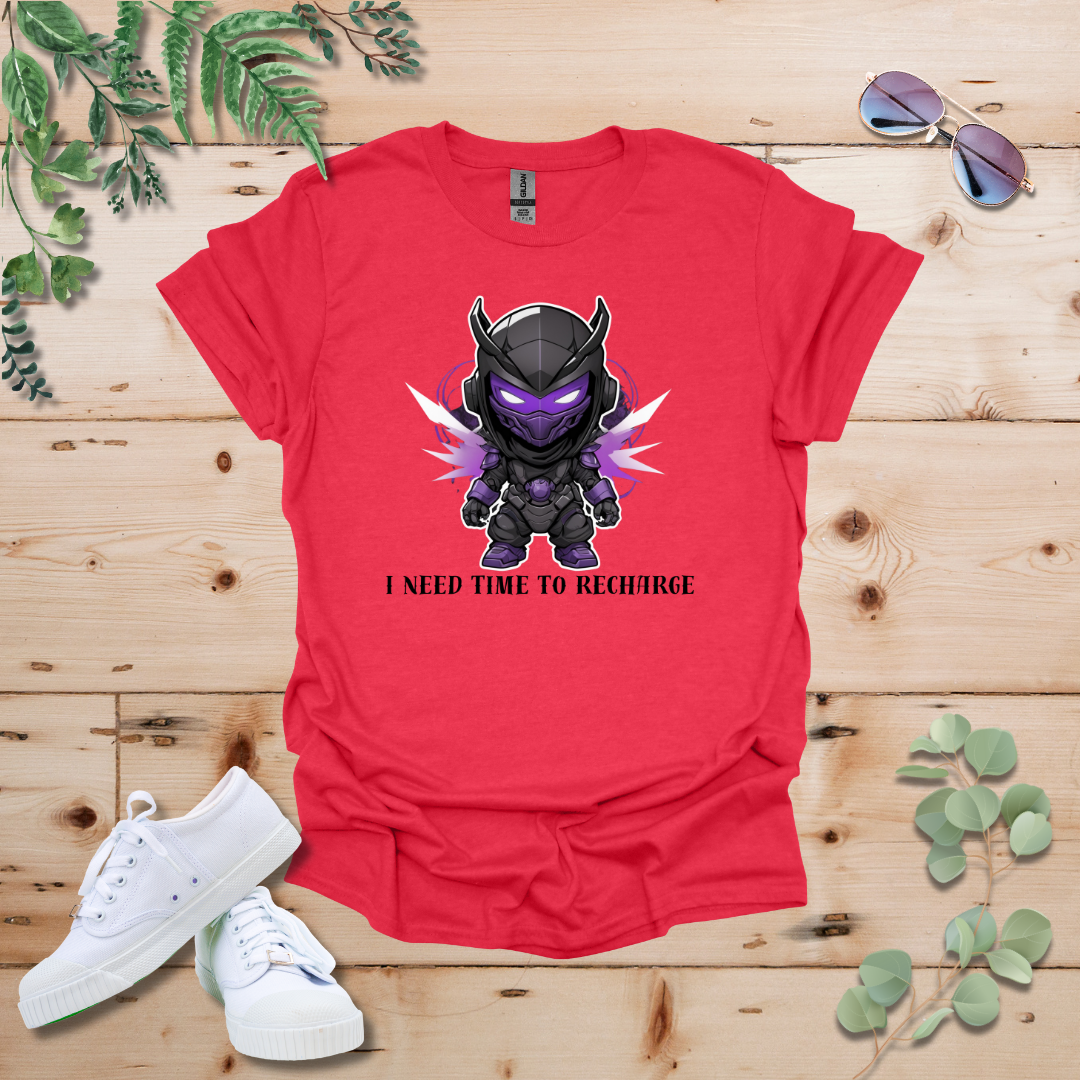 Faceless Tech Chibi Purple Dragon - I Need Time To Recharge Tshirt