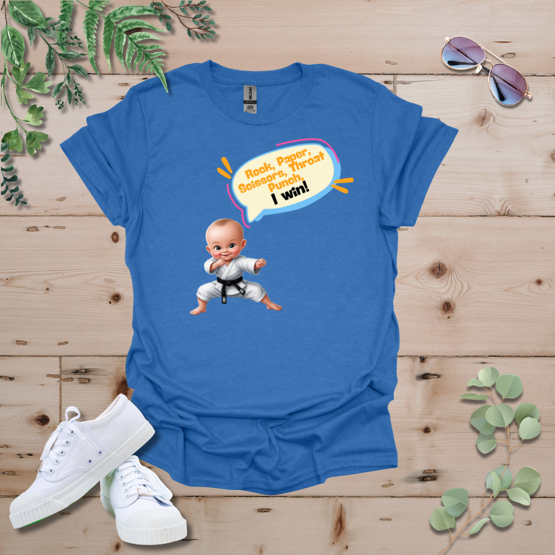 Karate Baby Rock Paper Scissors, Throat Punch, I Win Tshirt
