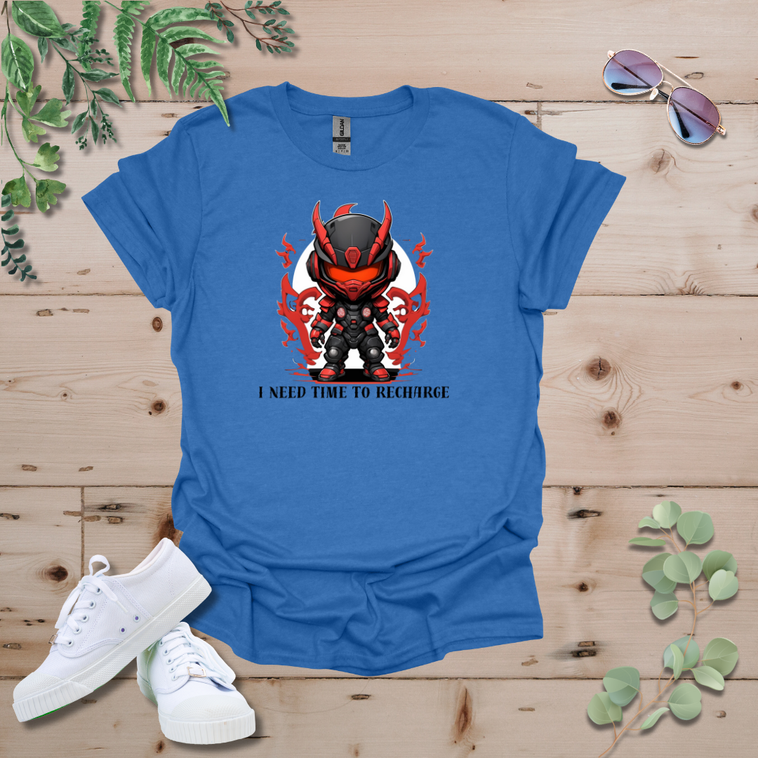 Faceless Tech Chibi Red Dragon - I Need Time To Recharge Tshirt