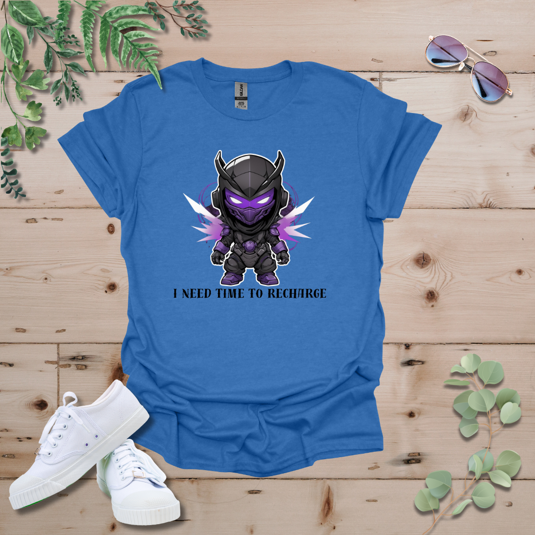 Faceless Tech Chibi Purple Dragon - I Need Time To Recharge Tshirt