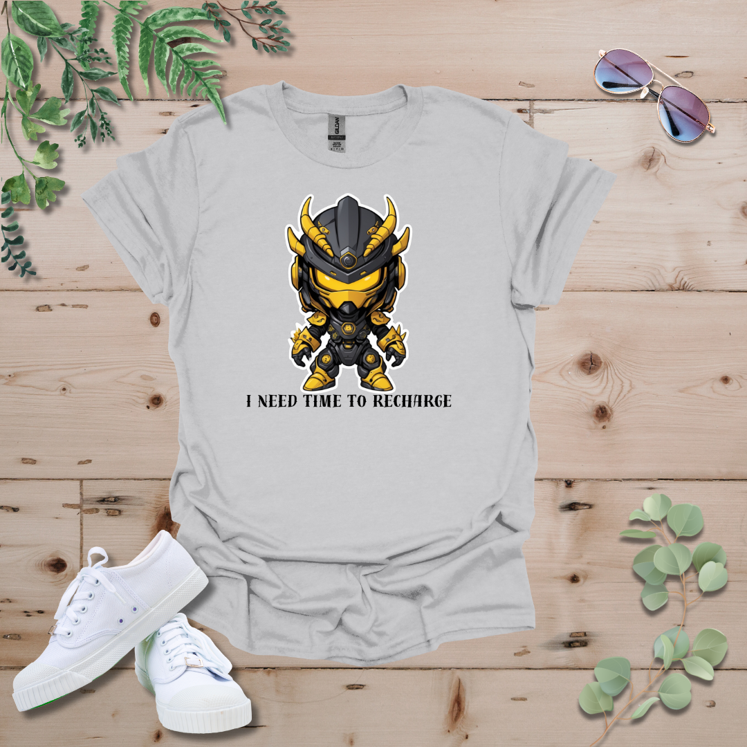 Faceless Tech Chibi Yellow Dragon - I Need Time To Recharge Tshirt