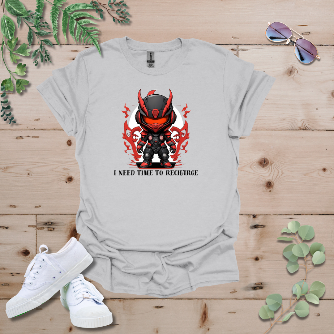 Faceless Tech Chibi Red Dragon - I Need Time To Recharge Tshirt