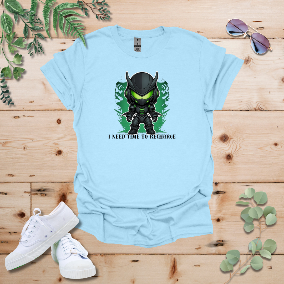 Faceless Tech Chibi Green Dragon - I Need Time To Recharge Tshirt