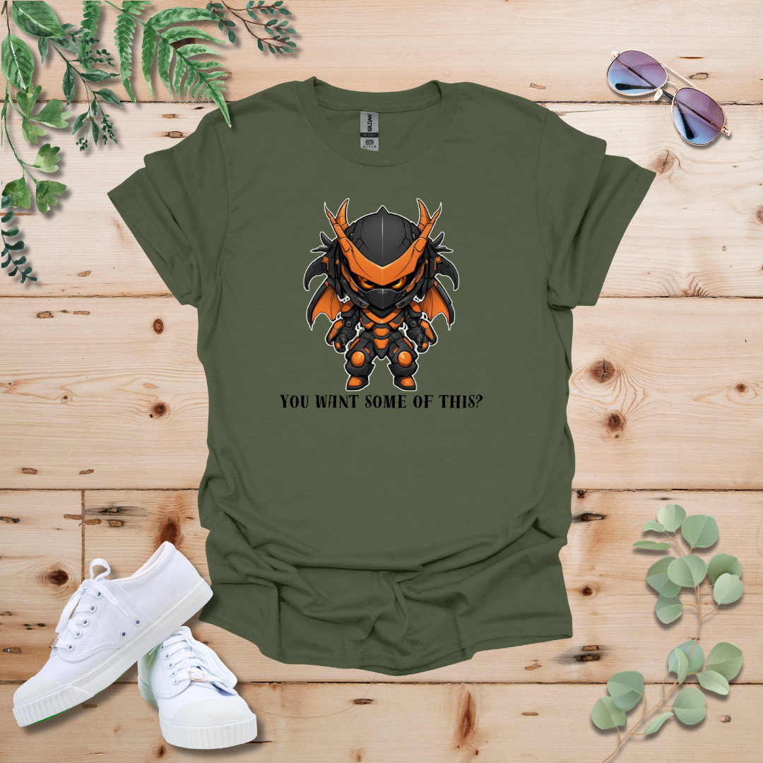 Faceless Tech Chibi Orange Dragon - You Want Some Of This? Tshirt