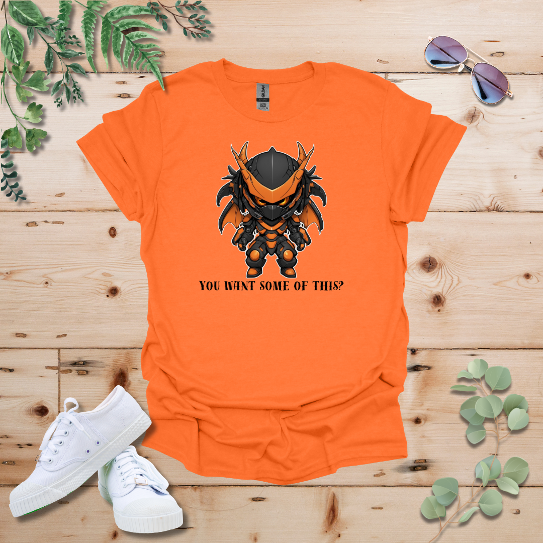 Faceless Tech Chibi Orange Dragon - You Want Some Of This? Tshirt