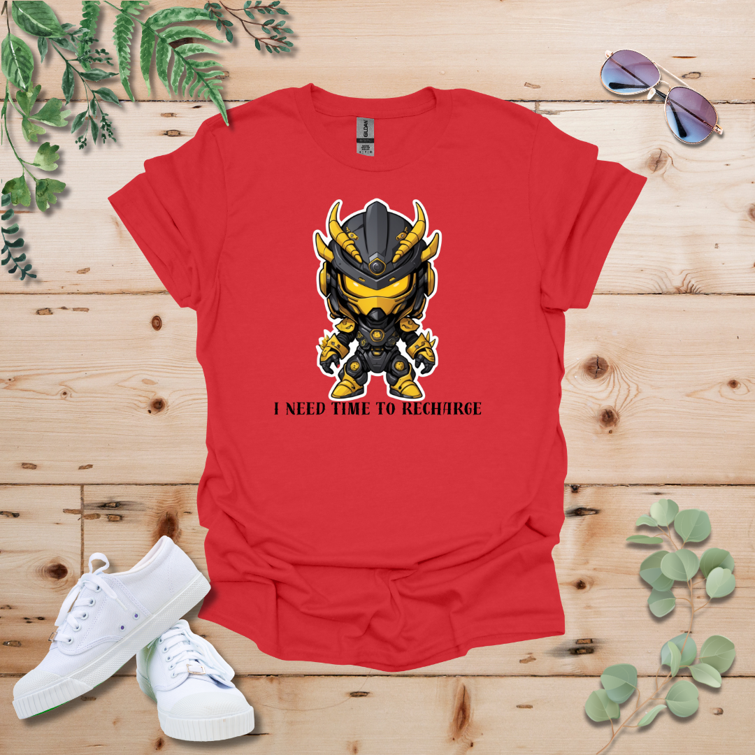 Faceless Tech Chibi Yellow Dragon - I Need Time To Recharge Tshirt
