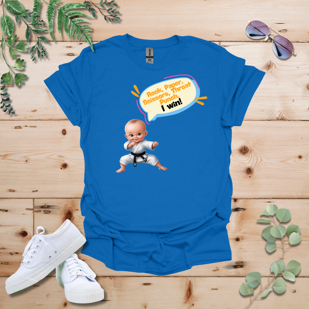 Karate Baby Rock Paper Scissors, Throat Punch, I Win Tshirt