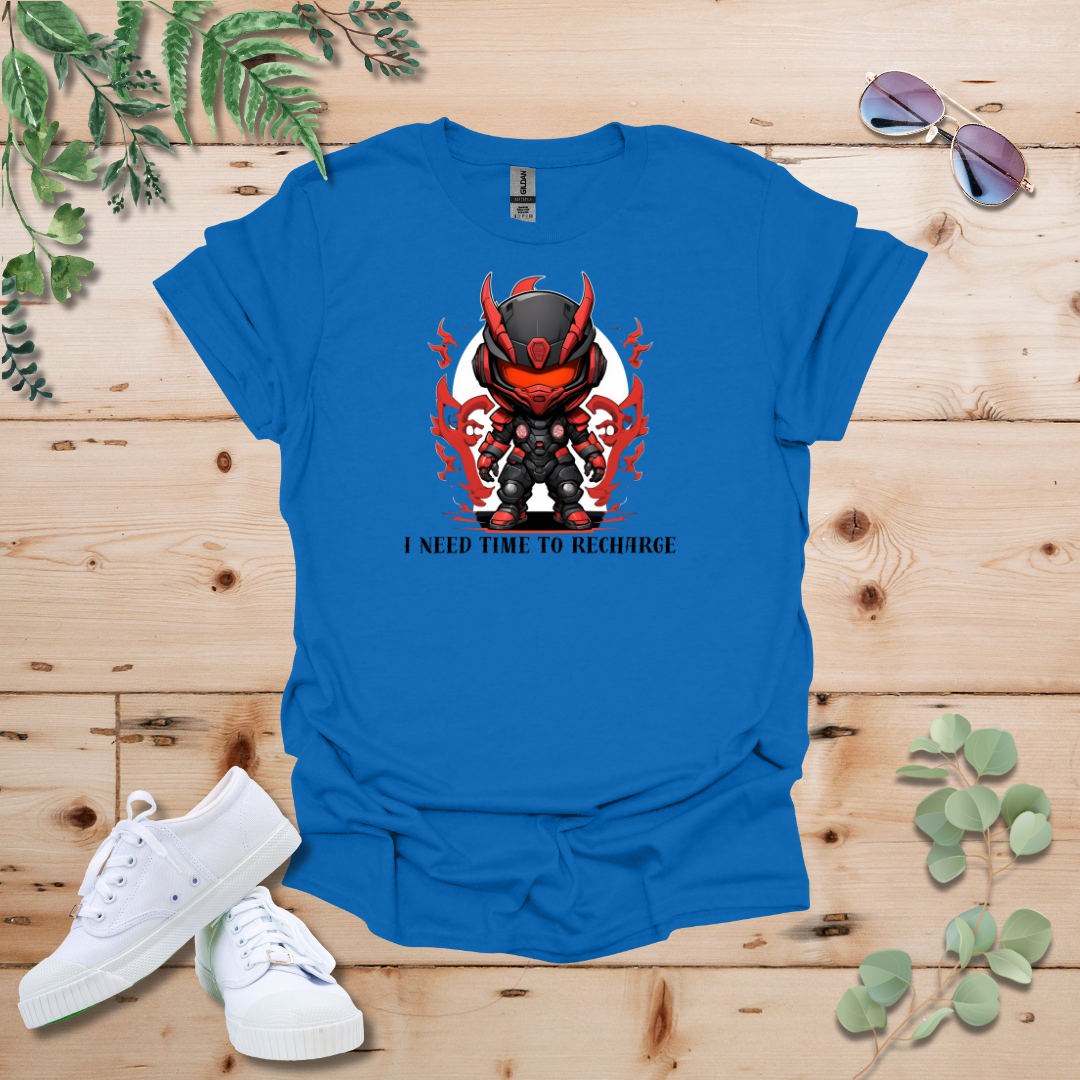 Faceless Tech Chibi Red Dragon - I Need Time To Recharge Tshirt