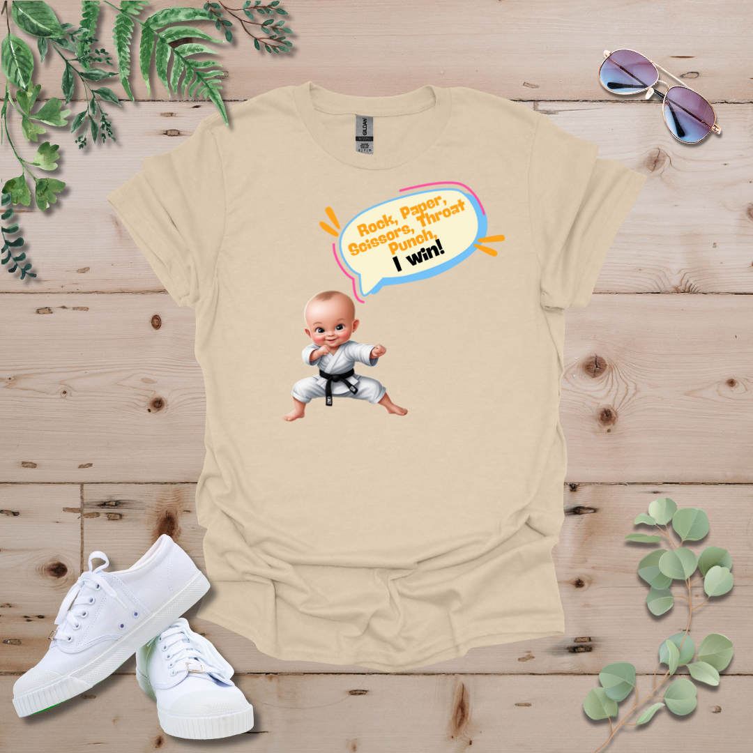 Karate Baby Rock Paper Scissors, Throat Punch, I Win Tshirt
