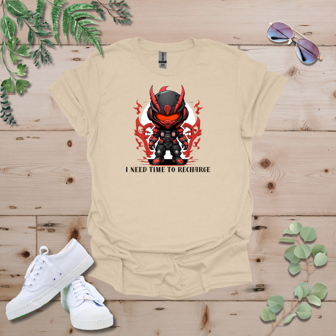 Faceless Tech Chibi Red Dragon - I Need Time To Recharge Tshirt