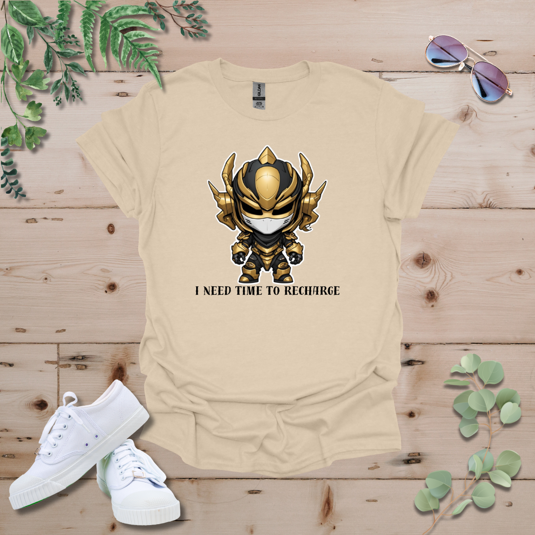 Faceless Tech Chibi Gold Dragon - I Need Time To Recharge Tshirt
