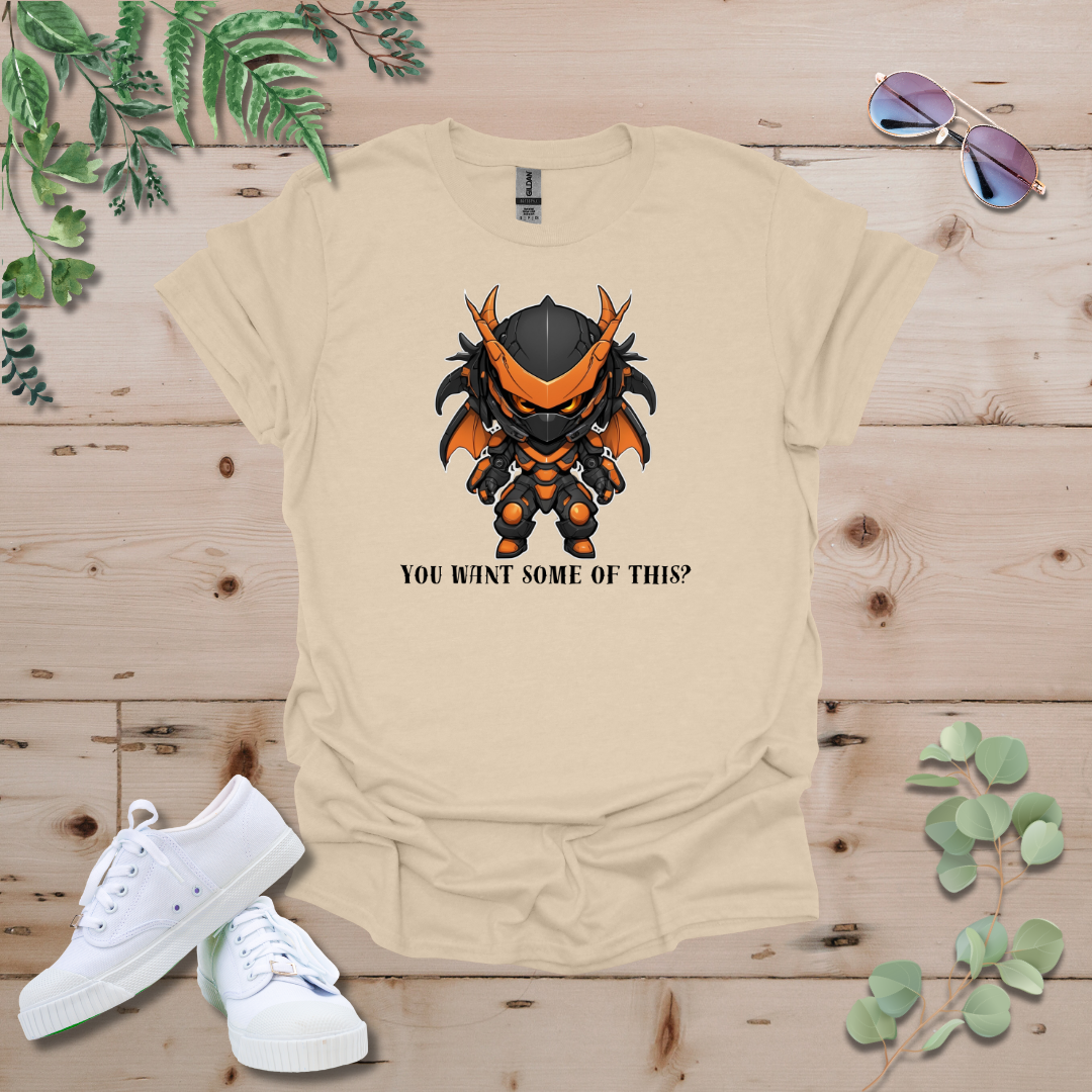 Faceless Tech Chibi Orange Dragon - You Want Some Of This? Tshirt