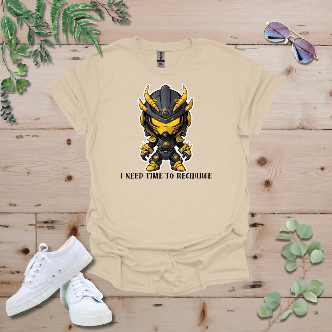 Faceless Tech Chibi Yellow Dragon - I Need Time To Recharge Tshirt