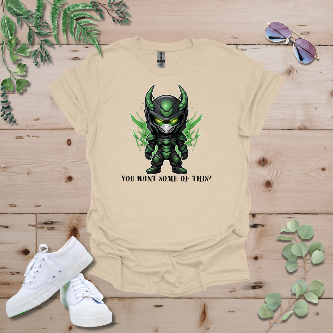 Faceless Tech Chibi Green Dragon - You Want Some Of This? Tshirt