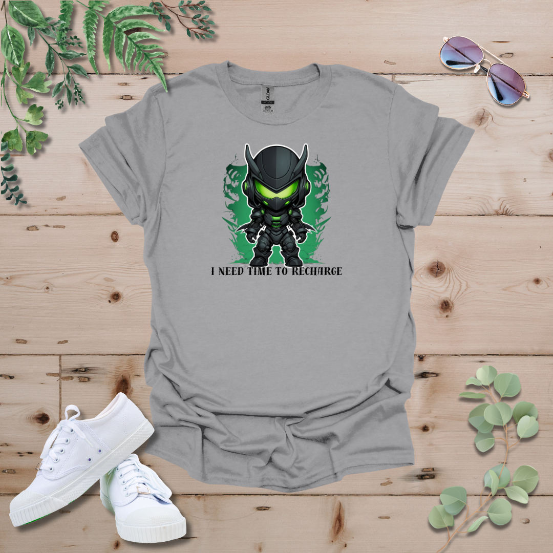 Faceless Tech Chibi Green Dragon - I Need Time To Recharge Tshirt