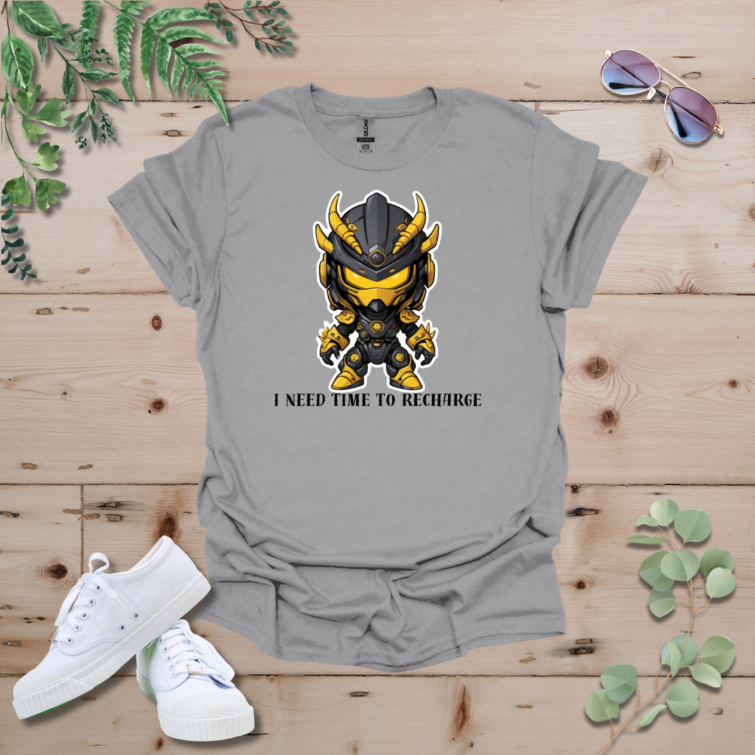 Faceless Tech Chibi Yellow Dragon - I Need Time To Recharge Tshirt