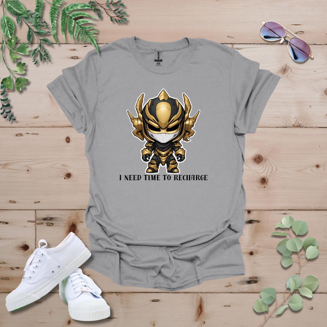 Faceless Tech Chibi Gold Dragon - I Need Time To Recharge Tshirt