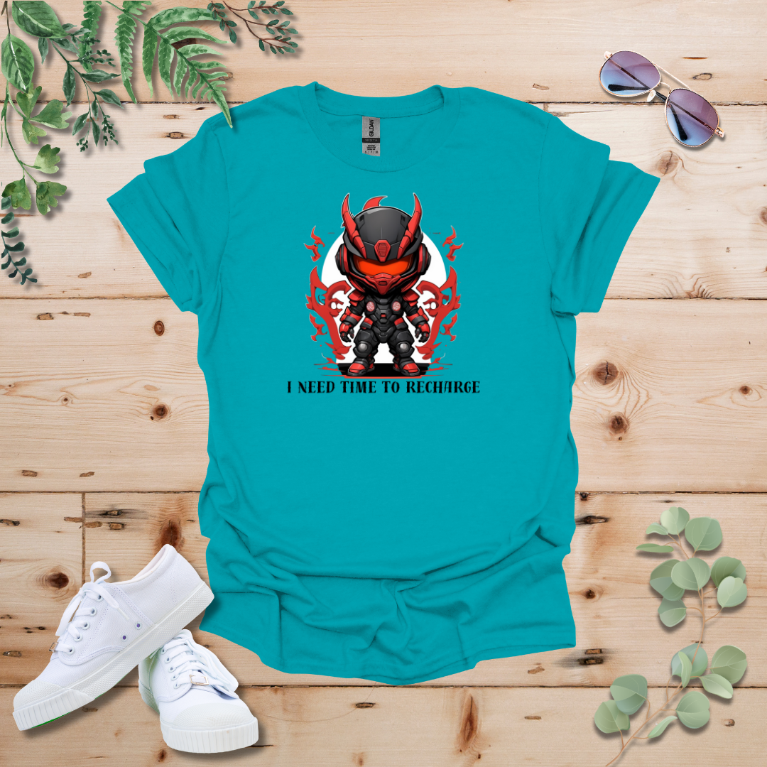 Faceless Tech Chibi Red Dragon - I Need Time To Recharge Tshirt