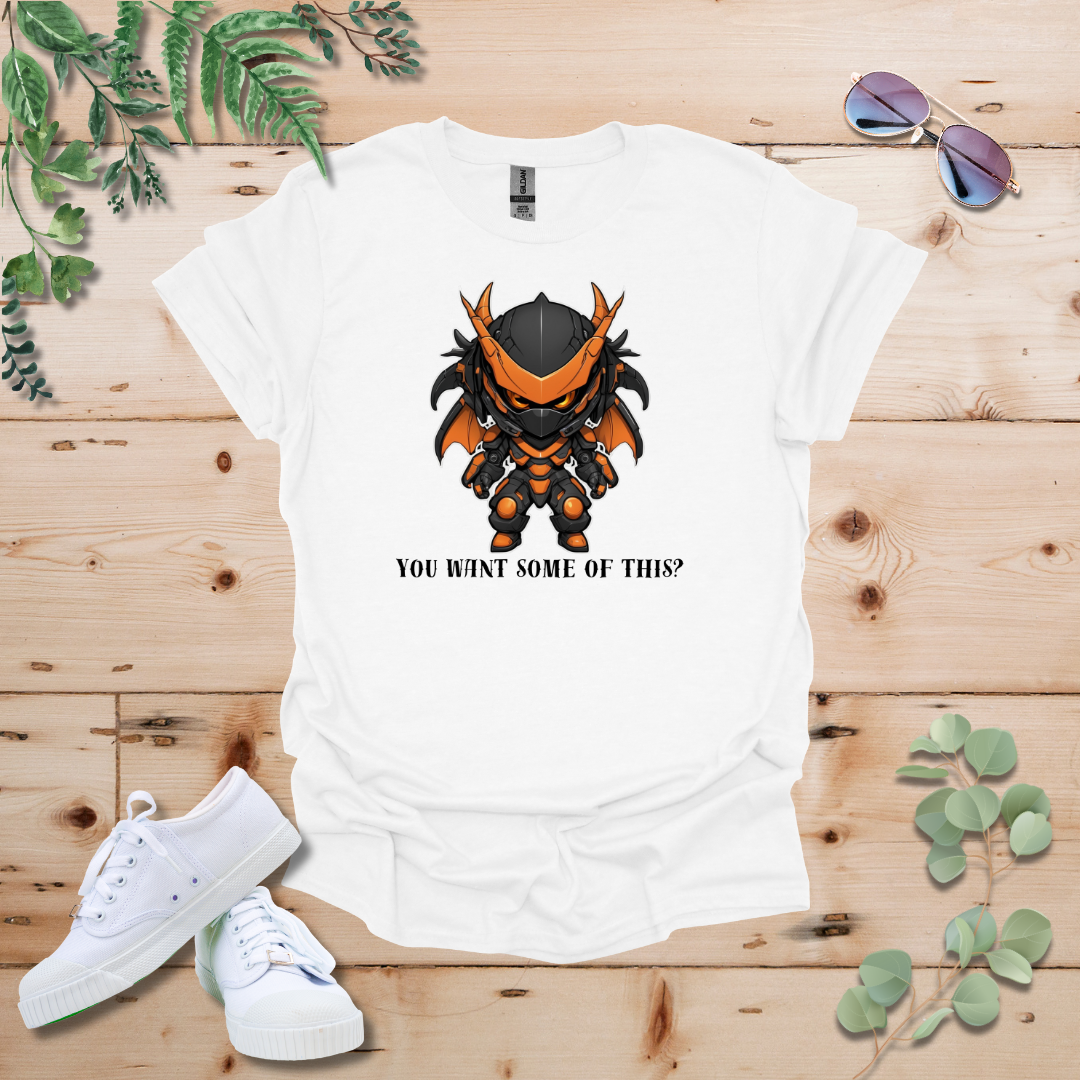 Faceless Tech Chibi Orange Dragon - You Want Some Of This? Tshirt