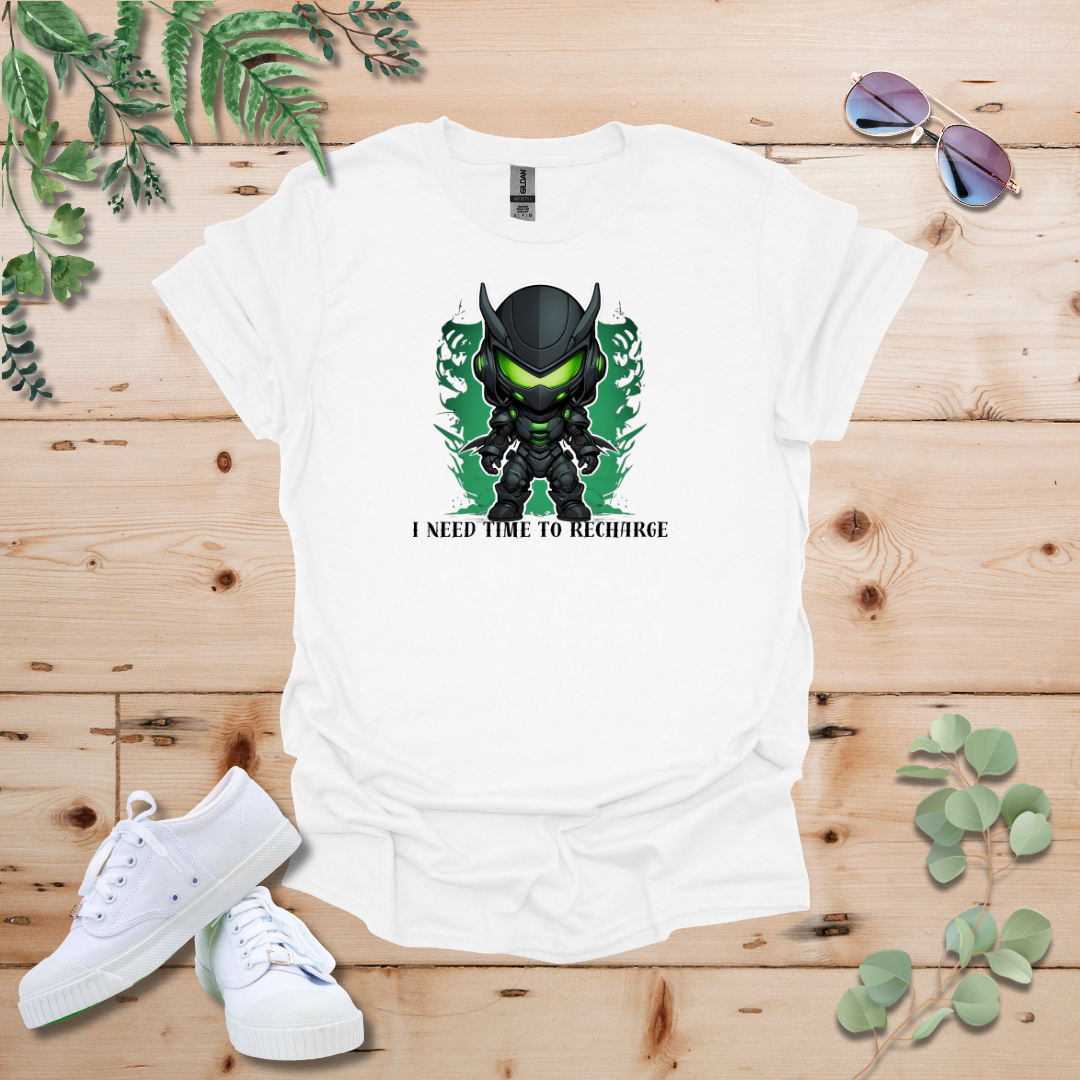 Faceless Tech Chibi Green Dragon - I Need Time To Recharge Tshirt