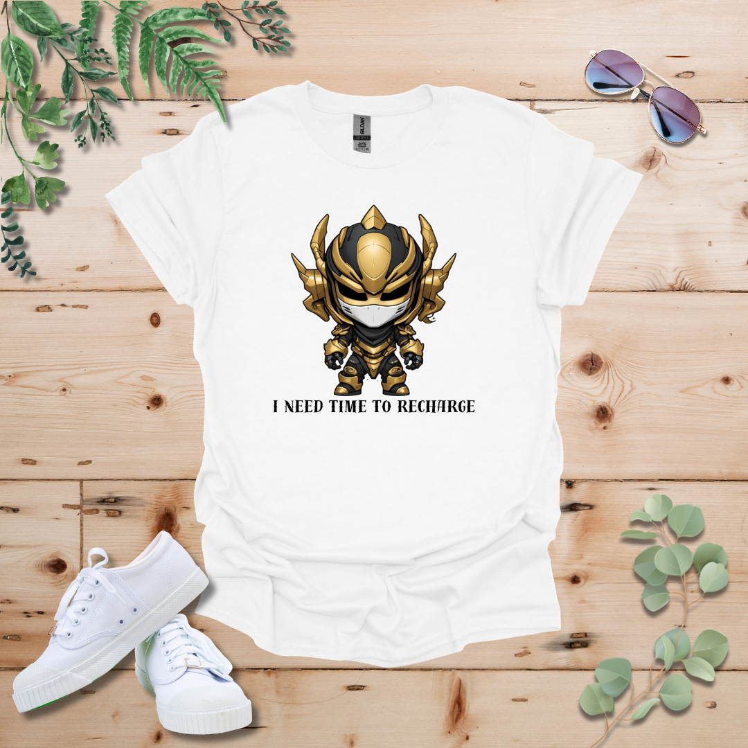 Faceless Tech Chibi Gold Dragon - I Need Time To Recharge Tshirt