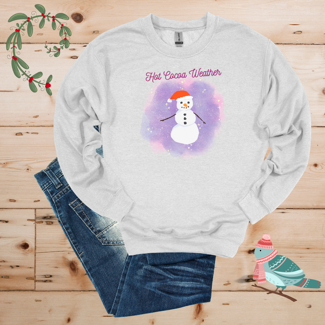 Cozy Frost: Hot Cocoa & Snowman Sweatshirt