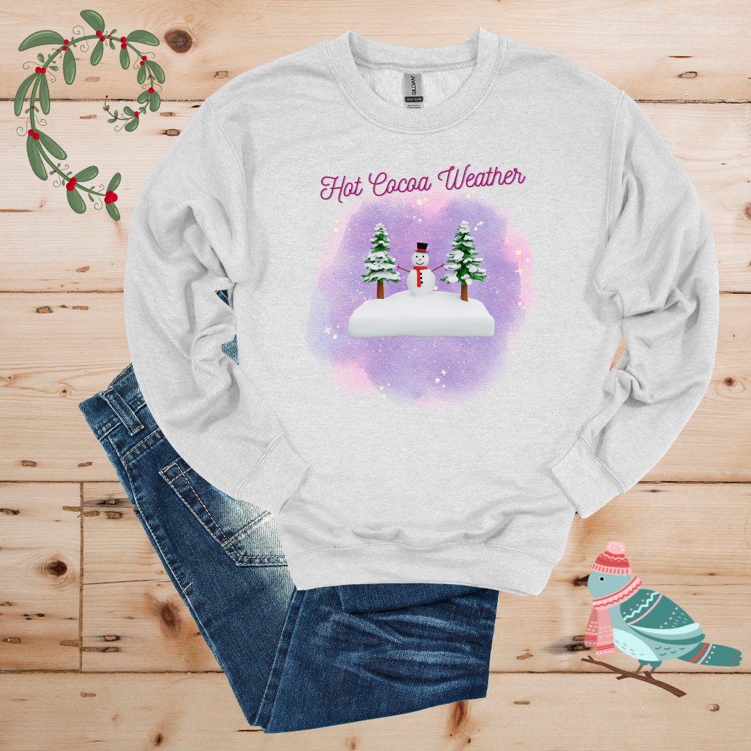 Winter Wonderland: Hot Cocoa & Snowman in the Forest Sweatshirt