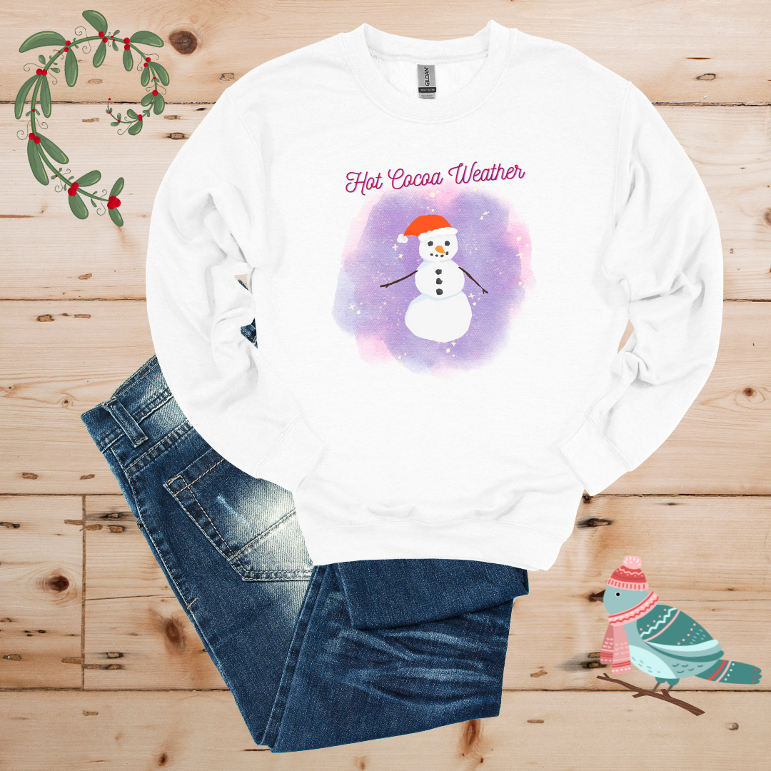 Cozy Frost: Hot Cocoa & Snowman Sweatshirt