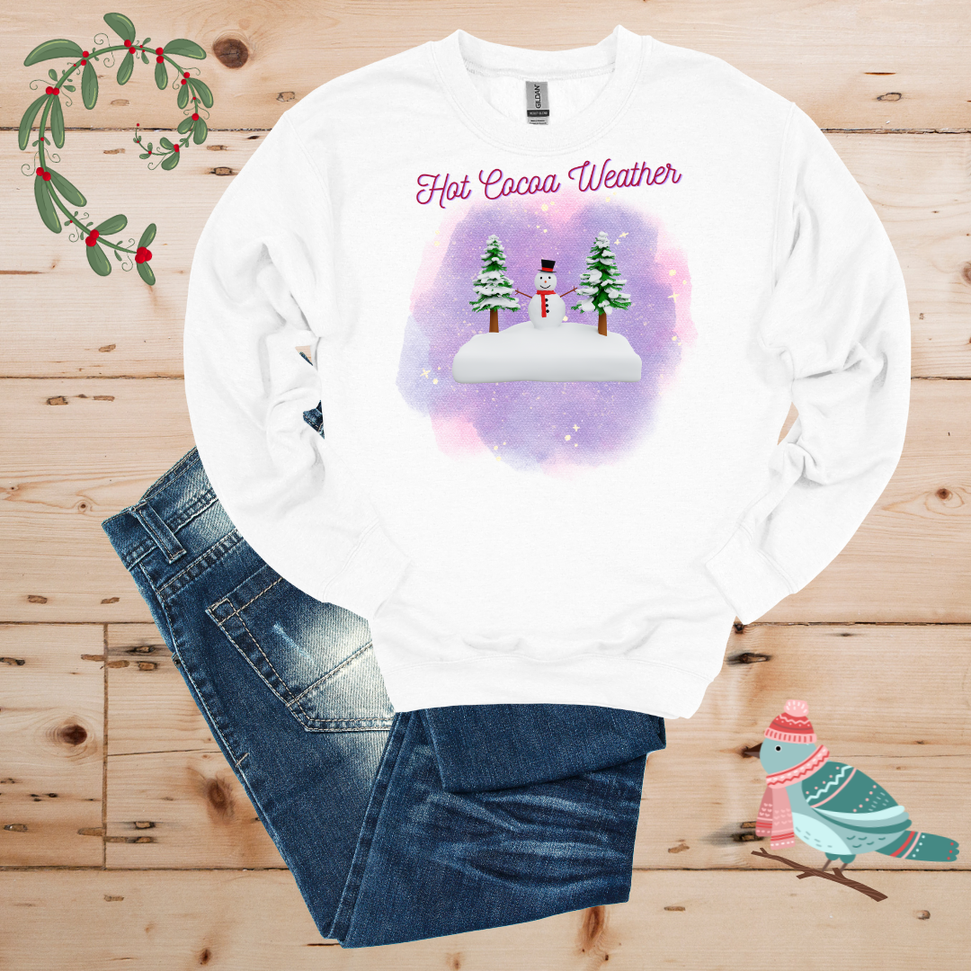 Winter Wonderland: Hot Cocoa & Snowman in the Forest Sweatshirt