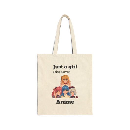 Anime Lover Cotton Canvas Tote Bag - Just a Girl Who Loves Anime