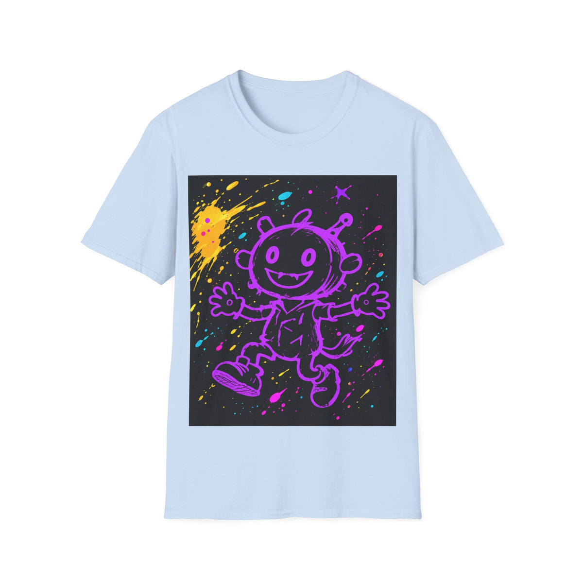 Purple Pixel Creature Paint Splash Graphic Tshirt