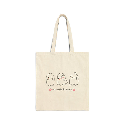 Ghosts and Pumpkins 'Too Cute to Scare' Canvas Tote Bag