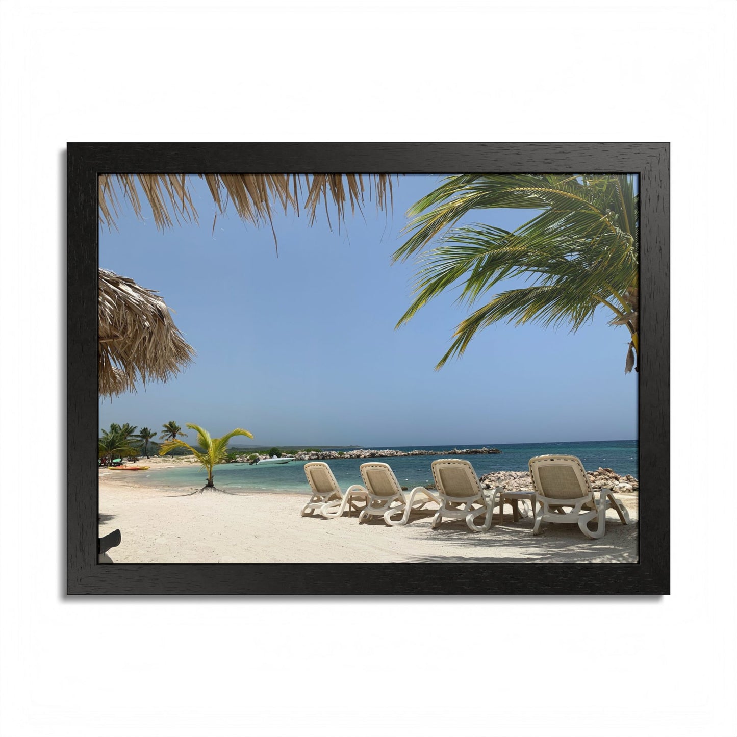 Tropical Beach Framed Poster - Multi-Color Coastal Decor