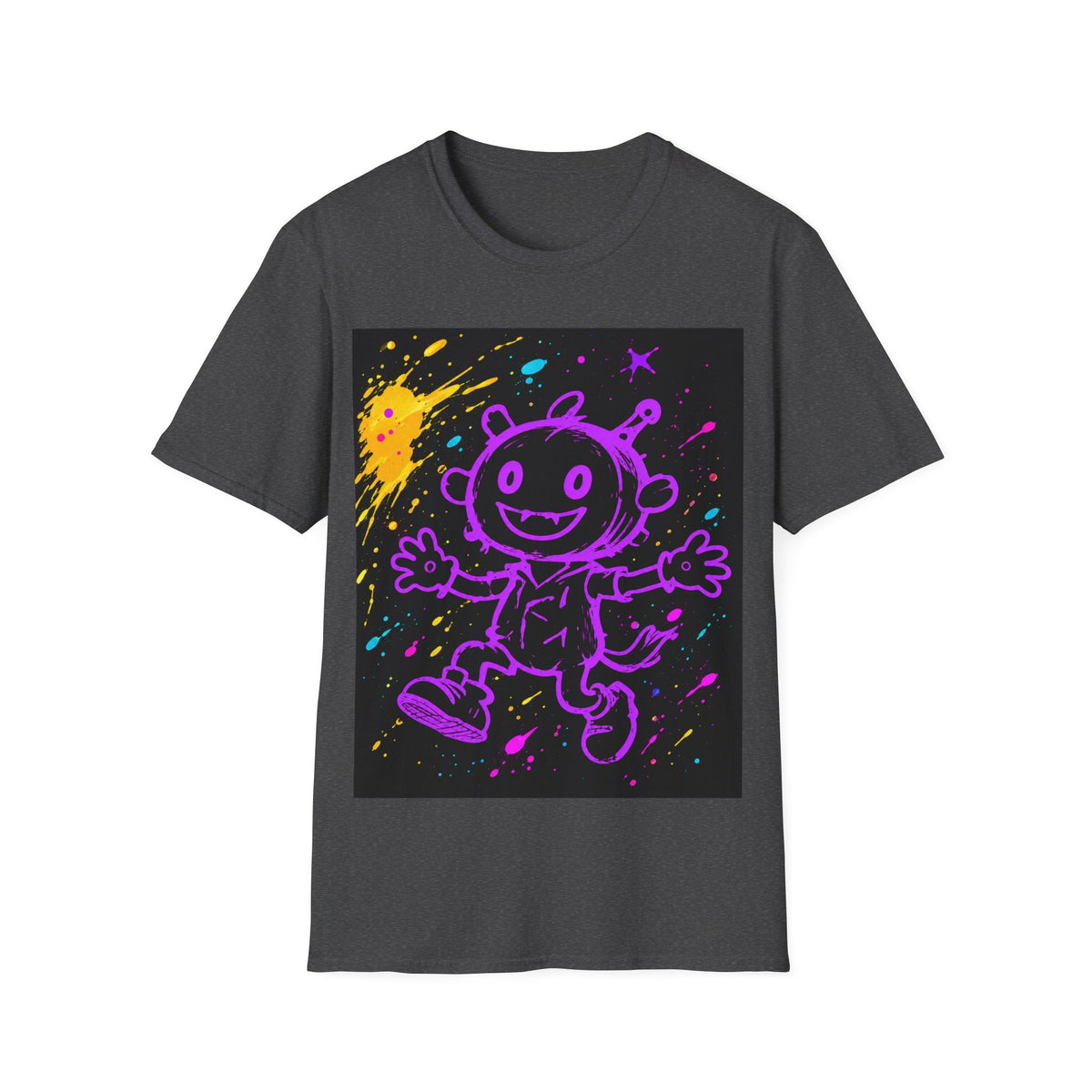 Purple Pixel Creature Paint Splash Graphic Tshirt