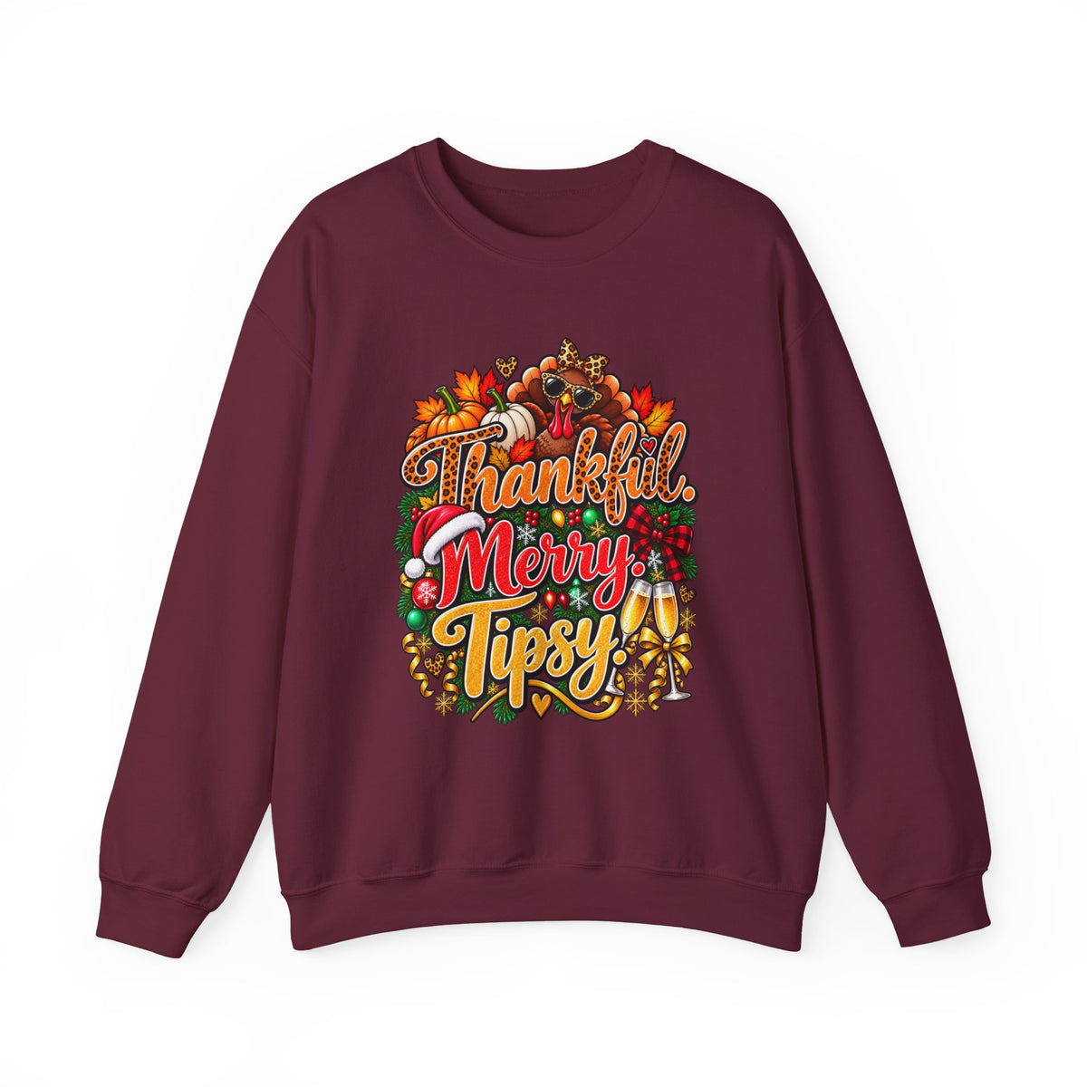 Thankful Merry Tipsy – Funny Holiday Sweatshirt
