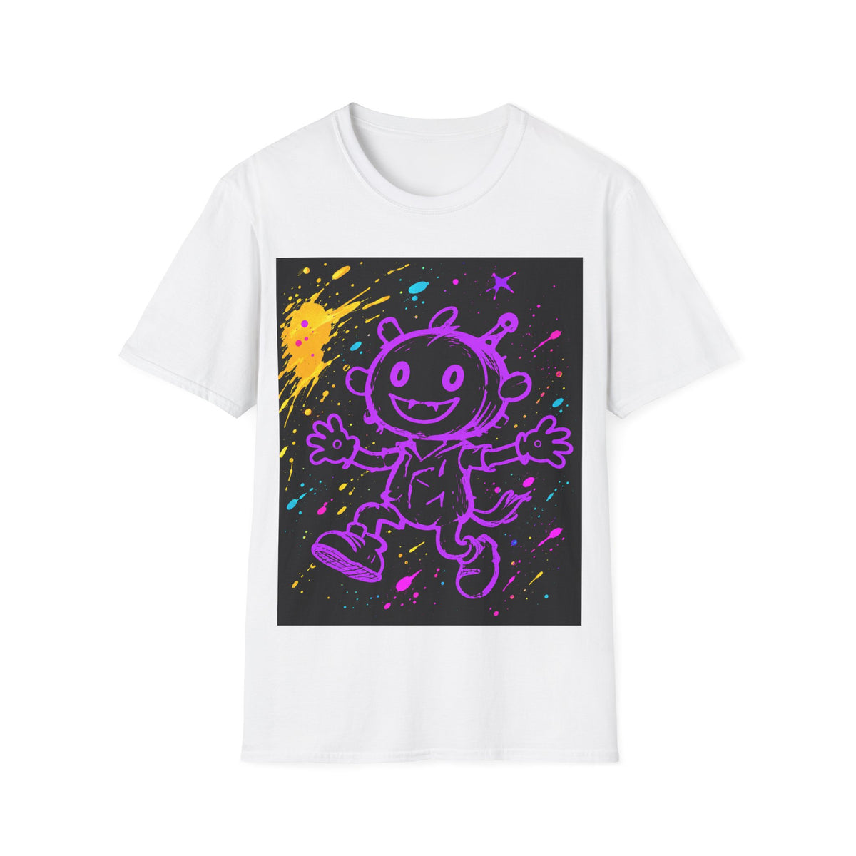 Purple Pixel Creature Paint Splash Graphic Tshirt