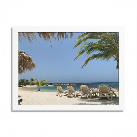 Tropical Beach Framed Poster - Multi-Color Coastal Decor