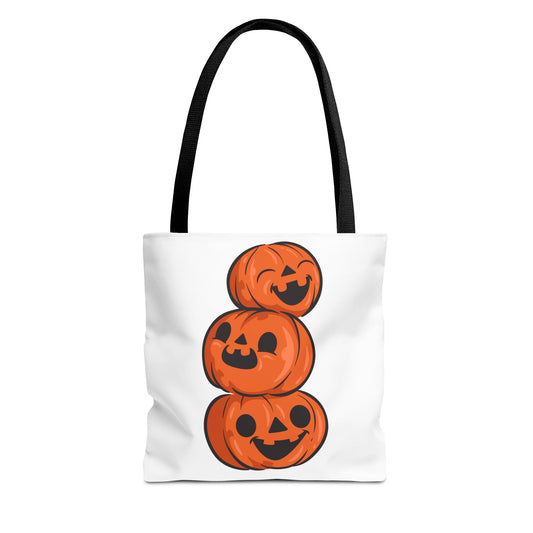 Cute Happy Stacked Pumpkins Tote Bag