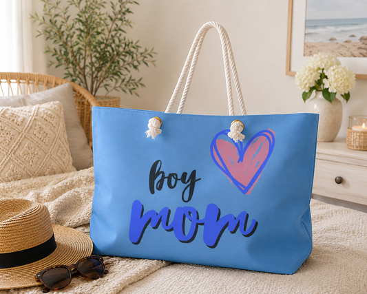 Boy Mom Weekender Bag with Heart Design