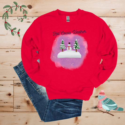 Winter Wonderland: Hot Cocoa & Snowman in the Forest Sweatshirt