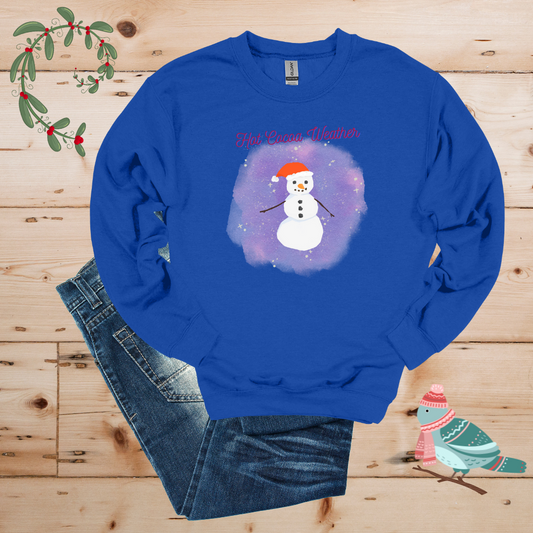 Cozy Frost: Hot Cocoa & Snowman Sweatshirt
