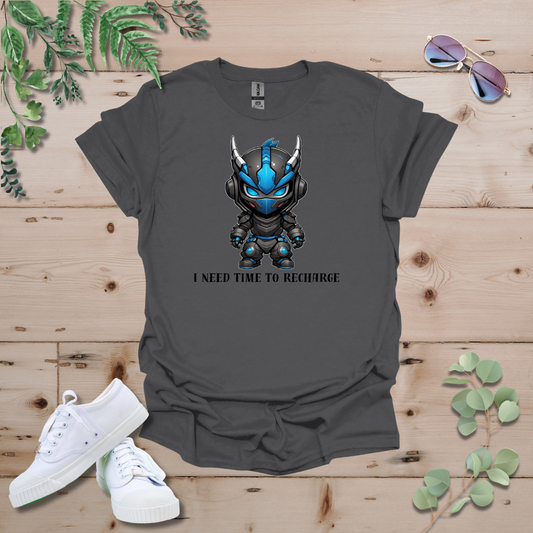 Faceless Tech Chibi Blue Dragon - I Need Time To Recharge Tshirt