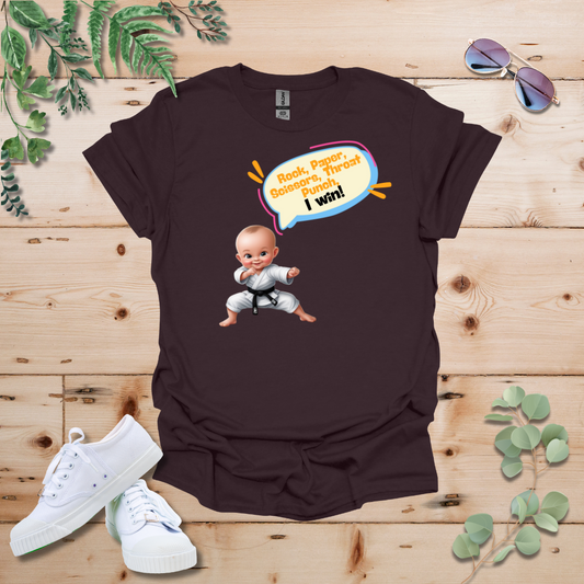 Karate Baby Rock Paper Scissors, Throat Punch, I Win Tshirt