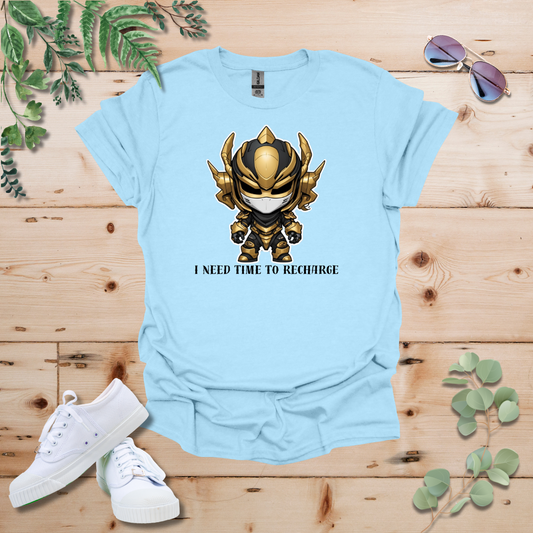 Faceless Tech Chibi Gold Dragon - I Need Time To Recharge Tshirt