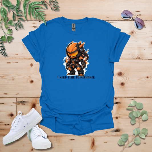 Faceless Tech Chibi Orange Dragon - I Need Time To Recharge Tshirt