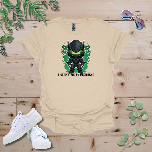 Faceless Tech Chibi Green Dragon - I Need Time To Recharge Tshirt