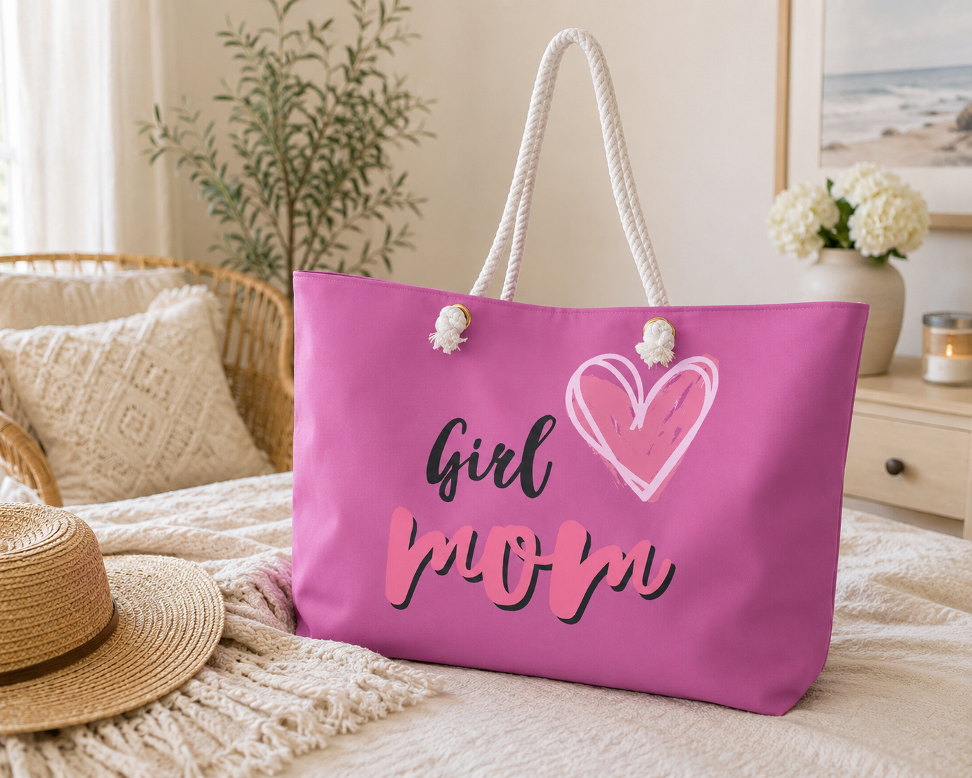 Girl Mom Weekender Bag with Heart Design