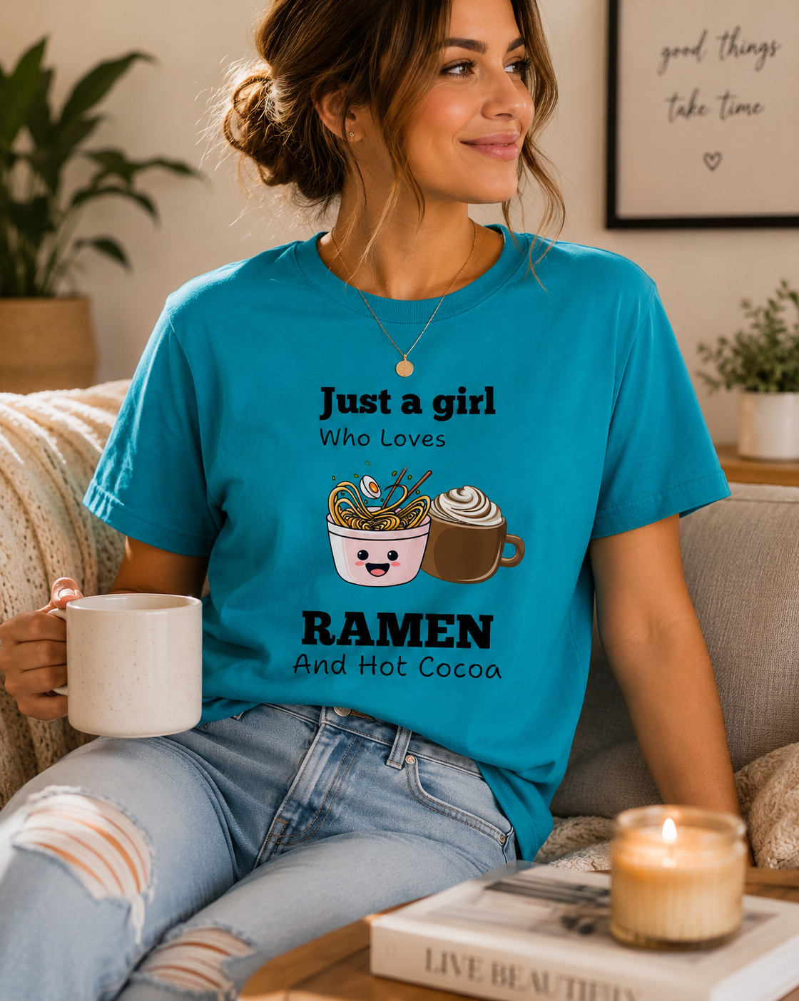 Just A Girl Who Loves Ramen and Hot Cocoa Tshirt