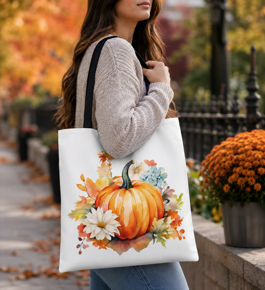 Pumpkin Floral Tote Bag