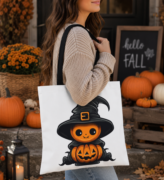 Pumpkin Witch Tote Bag